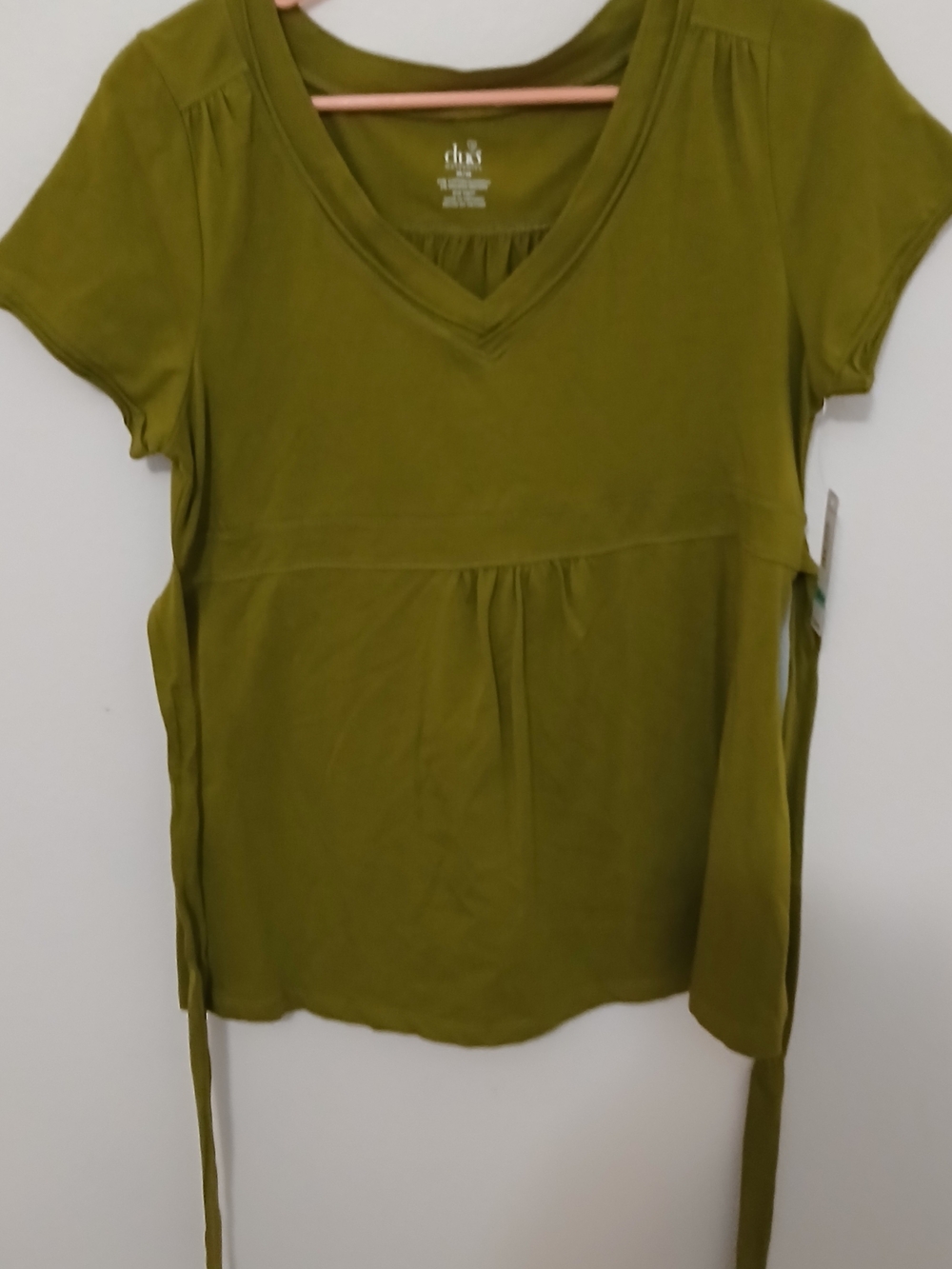 duo Olive Green V-Neck Short Sleeve Maternity Top